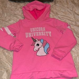 GIRLS - Pink Unicorn Hoodie - Size 8